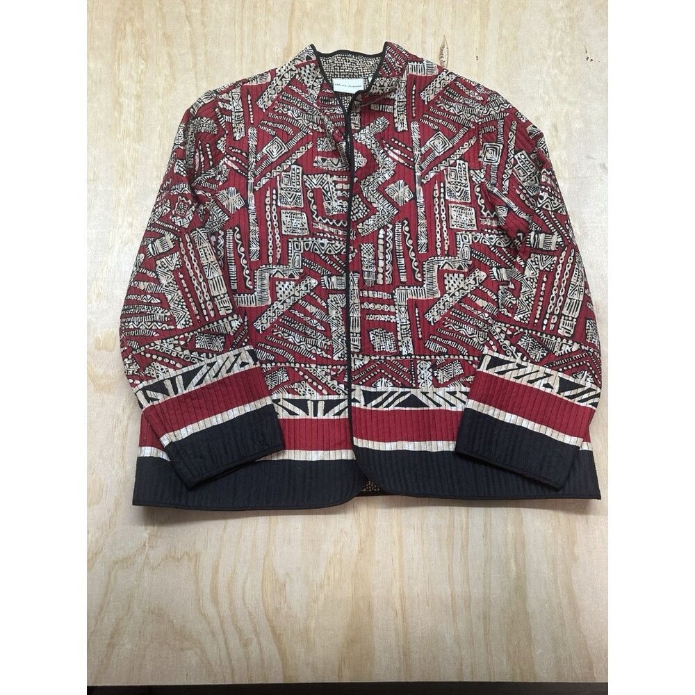 Alfred Dunner Tribal Geometric Abstract Print Blazer Jacket Plus Sz 18‎ Quilted